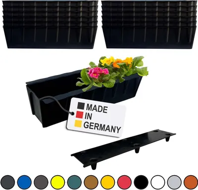 Image de BURI 12 inserts de jardinières pour palettes Euro avec tapis d'arrosage | 37,3cm noir | Jardinière pour palette Euro | Balconnière | Pot de fleurs | en plastique solide | Germany