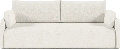 Produktbild von Schlafsofa MINO, Sofa mit Schlaffunktion und Bettkasten, Farbe: Weiß, Bouclé