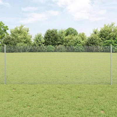 Produktbild von Geschweißter Drahtzaun mit 5 U-Pfosten in Silber, 0,8 x 10 m, aus Stahl für den Garten