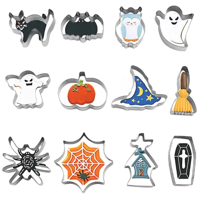 12er-Set Halloween Keksausstecher aus Edelstahl