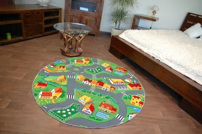 Obrázek produktu pro Dětský kulatý koberec LITTLE GOLIATH samet Vícebarevný kruh PRŮMĚR 170 cm