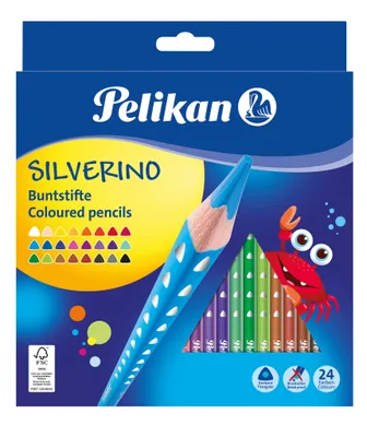 Produktbild von Pelikan Dreikant-Buntstifte SILVERINO dünn 24er Kartonetui