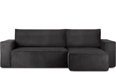 Obrázek produktu pro Konsimo levá/pravá rohová pohovka s funkcí spaní s područkami "NAPI", tmavě šedá, manšestrová látka, Loft, 262x89x148cm
