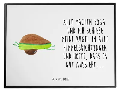 Produktbild von Mr. & Mrs. Panda Schreibtischauflage Avocado Yoga - Weiß - Geschenk, Bauch, Tischschoner, Schreibunterlage, schreibtischunterlage, Unsportlich, Humor, malunterlagen, Haha