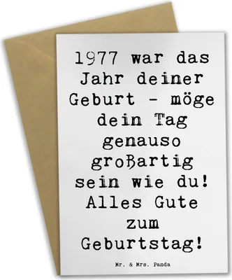 Produktbild von Mr. & Mrs. Panda babykarte Spruch 1977 Geburtstag - Weiß - Geschenk, Geburtstagsfeier, Beileidskarte, Geburtsjahr, neujahrskarte, Feier, Geburtstagsgeschenk, Alter