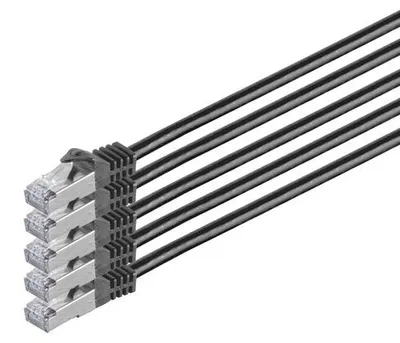 Produktbild von RJ45 Patchkabel m. CAT 7 Rohkabel PIMF schwarz 1m