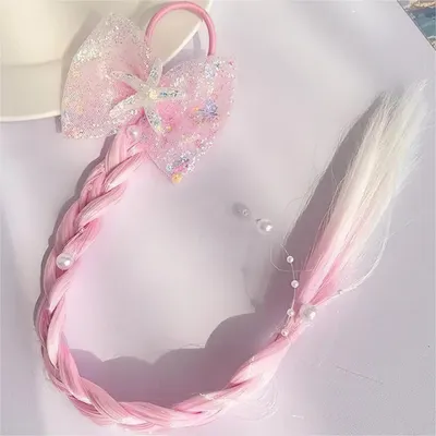 Image de Élastique à cheveux ST-38419 avec tresse - Rose KP38419