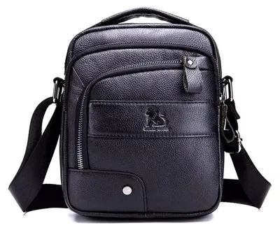Produktbild von Umhängetasche Leder Vintage Wasserdicht Schwarz 18x7x22cm