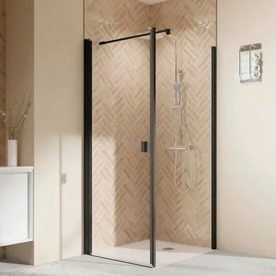 Produktbild von Seitenwand für Drehtür oder Drehfalttür BREUER Elana 2.0 100 x 200 cm Profil eckig schwarz Klarglas Seitenwandanschlag r