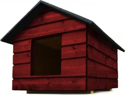 Produktbild von QLS Hunde- Katzenhaus Größe M mit Vorhang Isoliert Winterfest Mahagoni Outdoor 11009