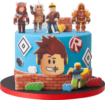 Produktbild von Sweetfanaberia | zestaw dekoracji tortu, zestaw opłatków na tort - 17 elementów, drukowane dekoracje cukiernicze Roblox