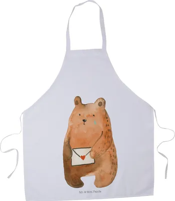 Produktbild von Mr. & Mrs. Panda Schürze Bär Vermissen - Weiß - Geschenk, Teddy, Verreist, Freund, Grillschürze, Kochkleidung, Liebeskummer, Unglücklich Verliebt, Küchenschürze, Freundin