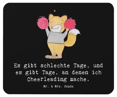 Produktbild von Mr. & Mrs. Panda Mousepad Fuchs Cheerleader - Schwarz - Geschenk, mousematte, Turn Club, Cheerleading, Mouse Pad, pc mauspad, Turnen, Turniere, laptop