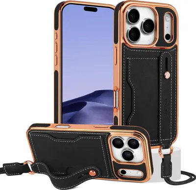 Obrázek produktu pro INF Pouzdro pro iPhone 17 Pro zPolyuretana TPU s přihrádkou na kartu popruhem a stojánkem