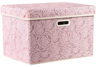 Immagine prodotto di Grande scatola portaoggetti con coperchio, rosa, 43x30x30 cm