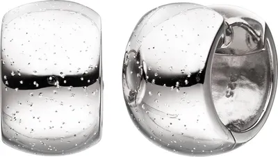 Produktbild von JOBO Creolen breit rund 925 Sterling Silber Ohrringe mit Glitzereffekt Silbercreolen