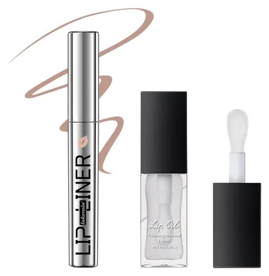 Productafbeelding van Peel-off lipliner en lippenolie set - Hydraterend, gepigmenteerd, langhoudend