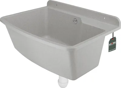A grey sink is shown against a white background.