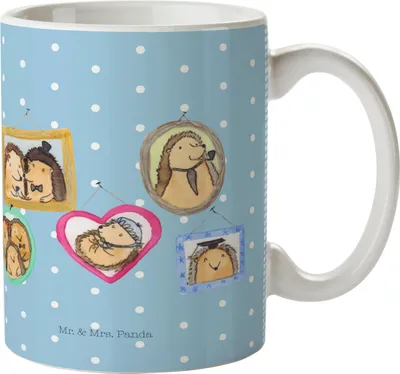 Produktbild von Mr. & Mrs. Panda Pott Igel Familie - Blau Pastell - Geschenk, Mama, Haferl, Plastikbecher, Muttertag, Kunststoffbecher, Trinklernbecher, Liebe, Mehrwegbecher, Bilder