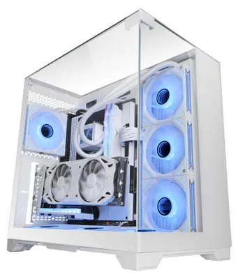 Produktbild von Mars Gaming MCVISIONW, Midi Tower, PC, Weiß, ATX, micro ATX, Mini-ITX, Metall, Gehärtetes Glas, Gaming
