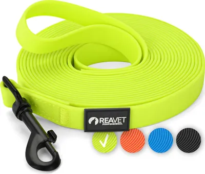 Produktbild von REAVET Schleppleine 5m Neon Gelb - Kontrollierter Freilauf für Hunde