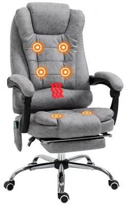 Zdjęcie produktu dla Masujący Fotel Biurowy z Funkcją Leżenia i Ogrzewania, Obrotowy, Ergonomiczny, do 120 kg, Brązowy