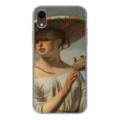 Produktbild von MuchoWow® Handyhülle Schutzhülle Hülle für iPhone XR Mädchen mit breitem Hut - Gemälde von Cäsar Boëtius van Everdingen Silikon Softcase Handy Hülle - Schutzdeckel
