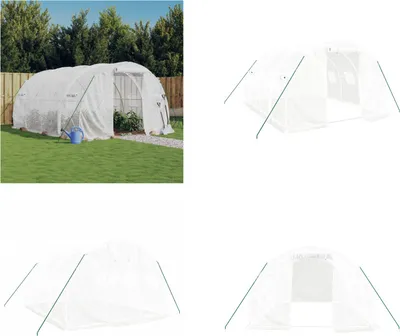 Produktbild von vidaXL Gewächshaus mit Stahlrahmen Weiß 12 m² 4x3x2 m - Gewächshaus - Gewächshäuser - Polytunnel - Begehbares Gewächshaus