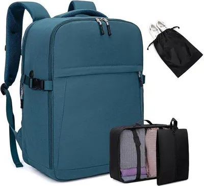 Produktbild von Famanu Reisetasche Rucksack - Wasserfest - Ideal für Flugreisen - Schwarz - 45x36x20 cm