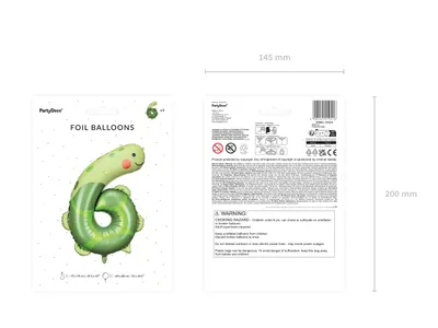 Produktbild von Folienballon Ziffer 6 Zahlenballon 86cm Schildkröte Grün