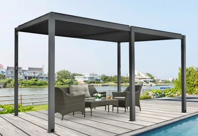 Produktbild von Pergola, Pavillon inkl. Lamellendach zum Öffnen 400 x 310 x 253 cm anthrazit