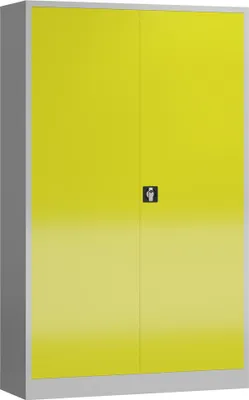 Produktbild von Metallschrank abschließbar Flügeltürenschrank 1945 x 1200 x 600 mm lichtgrau/zinkgelb X-530386