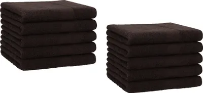 Produktbild von Betz 10 Stück Gästetücher 30x50 cm PREMIUM 100% Baumwolle Set Händehandtücher  Farbe: dunkelbraun