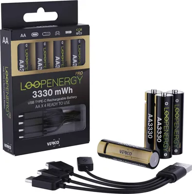 Obrázek produktu pro Verico LoopEnergy Pro AA 4 Pack 3330mWh Mignon Battery USB-C - Dobíjecí baterie - Mignon (AA)