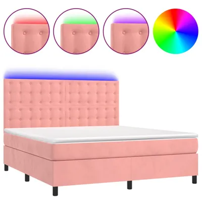 Produktbild von vidaXL Boxspringbett mit Matratze & LED Rosa 180x200 cm Samt