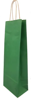 Produktbild von 2x Flaschentragetaschen Flaschentaschen 140+80x390mm Papier dunkelgrün gerippt mit Kordel