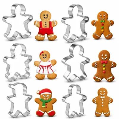 6er Set Lebkuchen-Ausstechformen, Edelstahl, Weihnachten
