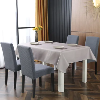 Produktbild von 6 Stück gestrickte Twill Stretch Stuhl Schonbezug Stuhl Möbel Schutzhülle, Grau blau