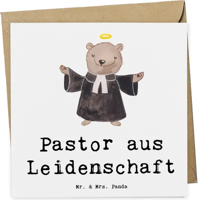 Produktbild von Mr. & Mrs. Panda Glückwunschkarte Pastor Leidenschaft - Weiß - Geschenk, Klappkarte, Spruch, Grußkarte, Theologe, Kirche, Lustig, faltkarte, doppelkarte, anlasskarte