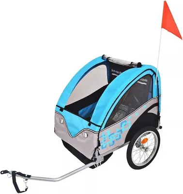 Produktbild von Kinder Fahrradanhänger Grau und Blau 30 kg AnhäNgerkupplung FüR Fahrrad
