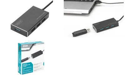 Image de DIGITUS DA-70240-1 DIGITUS Hub USB 3.0 Super Speed, 4 ports, avec adaptateur secteur