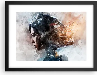 Produktbild von Gerahmtes Poster - Schwarzer Rahmen - Frau Abstraktion - 40x30 cm - Wand Bild - Wanddeko - Wandbilder - Kunstposter - Wandposter - Bilderrahmen - Bilder - Kunstdruck - Wandbild - P2BAA40x30-3956