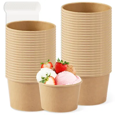 Immagine prodotto di Omgoods - 50 bicchieri di cartone ecologici per gelato, con cucchiaino incluso
