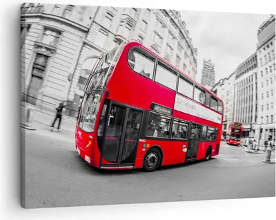 Produktbild von Bild auf Leinwand - Leinwandbild - Bus London Reise Tourismus - 70x50cm - Wand Bild - Wanddeko - Leinwanddruck - Bilder - Kunstdruck - Wanddekoration - Leinwand bilder - Wandkunst - AA70x50-2730