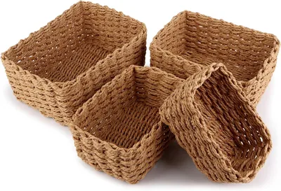 Produktbild von Set mit 4 Aufbewahrungskörben aus Seil für Papier, Wickeltisch, Wohnzimmer/Küche/Schlafzimmer.