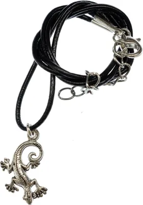 Produktbild von Gecko Salamander Kette Halskette Miniblings Eidechse Echse versilbert Leder