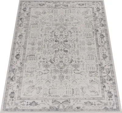 Produktbild von Vintage Boho moderner Wohnzimmerteppich Kurzflor waschbar rutschfest Silber Grösse 120x160 cm