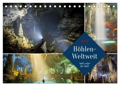 Immagine prodotto di Höhlen-Weltweit (calendario da tavolo 2027, formato DIN A5 orizzontale), CALVENDO, calendario mensile