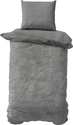 Produktbild von Müskaan 2 tlg Nicky Plüsch Bettwäsche 155x220 + 80x80 cm grau  Cashmere Touch Winter Bettbezug Set mit Reißverschluss