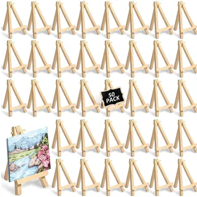 Imagen del producto de Omgoods - 50 mini caballetes de madera - Soportes plegables para mesa, ideales para decoración y proyectos de manualidades